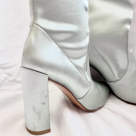 Light Blue Silk Stuart Weitzman Sock Booties Women's US size 9 - Picture 4 of 8